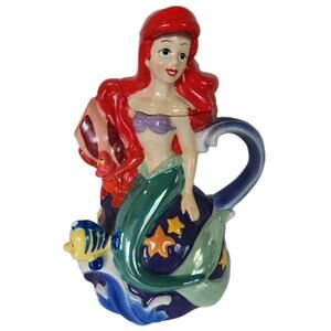 Disney Princess Ariel The Little Mermaid Ceramic Teapot Flounder Sebastian